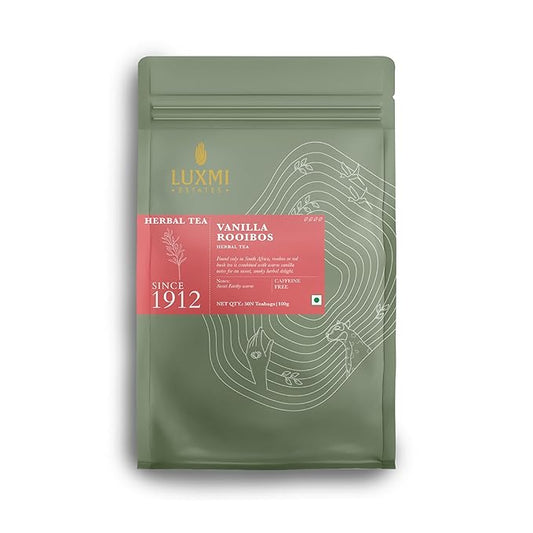 Luxmi Estates Rooibos Vanilla Organic Rooibos Tea (50 Tea Bags) Caffeine Free Tea Bags For