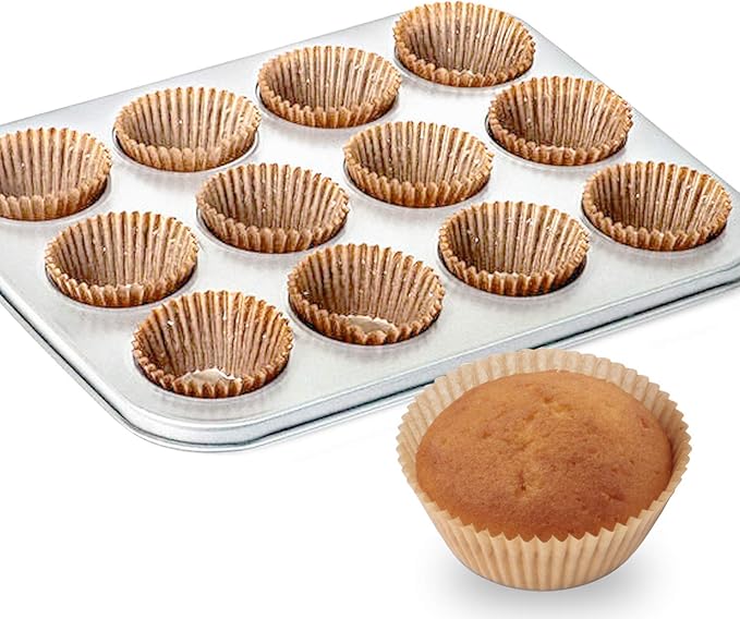 Caperci Standard Natural Cupcake Liners 500 Count, No Smell, Grease-Proof Paper Muffin Liners