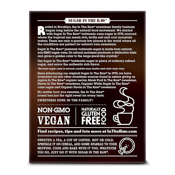 Sugar In The Raw Turbinado Cane Sugar Packets, 100 Ct Box, 8 Pack, Pure, All-Natural Turbinado