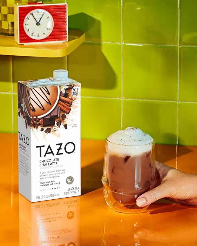 TAZO Tea Concentrate, Organic Skinny Chai Latte, & Chocolate Chai Latte 32 Fl Oz (1ea) (Variety