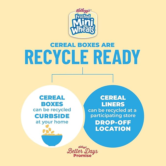Kellogg's Frosted Mini-Wheats Breakfast Cereal Cups, High Fiber Cereal, Kids Snacks, Original, 30oz