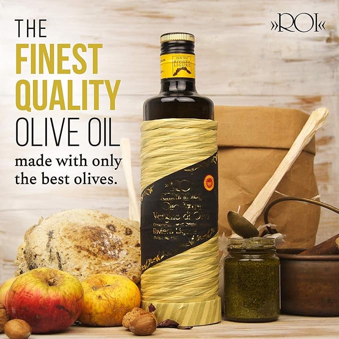 ROI Italian Extra Virgin Olive Oil - Made From Ligurian Taggiasca Oilves - High Polyphenol - DOP