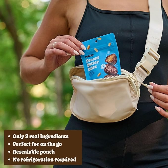 Realsy Peanut Butter Filled Medjool Dates, Organic Dates with No Sugar Added, Gluten-Free, Vegan
