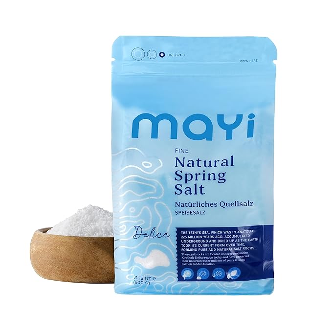 MAYİ Natural Spring Fine Ground Salt 1.2 lb - Hand-Harvested, Kosher, Microplastic-Free