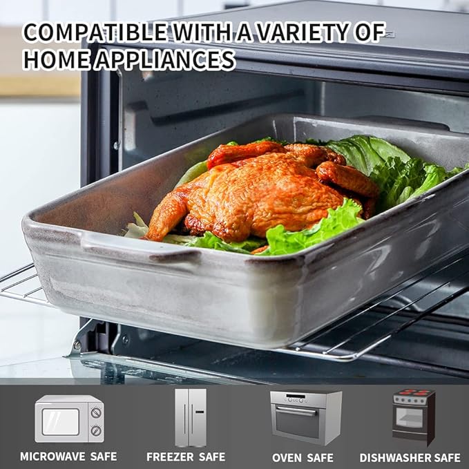KOOV Bakeware Set, Ceramic Baking Dish Set, Rectangular Casserole Dish Set, lasagna Pan, Baking
