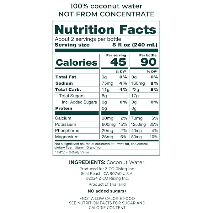 Zico 100% Coconut Water, NO added Sugar, Refreshingly Delicious, Hydration with Electrolytes, 16.9