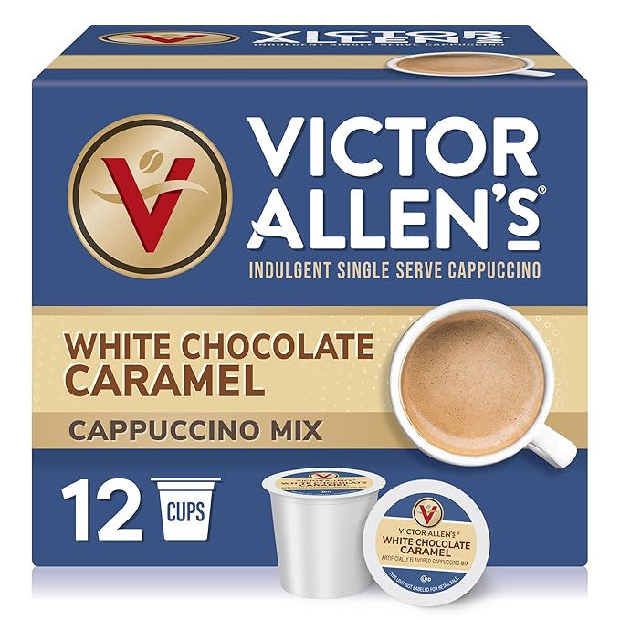 Victor Allen's Coffee White Chocolate Caramel Cappuccino, 12 Count, Single Serve Coffee Pods for