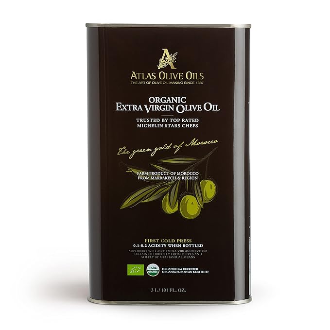 Atlas 3 LT Organic Cold Press Extra Virgin Olive Oil with Polyphenol Rich from Morocco|Newly