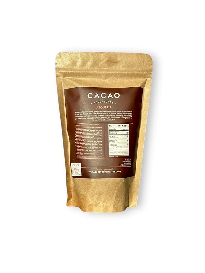 Cacao Adventures| Ceremonial Grade Cacao | 100% Pure | Dairy Free & Vegan | Unsweetened | Peruvian