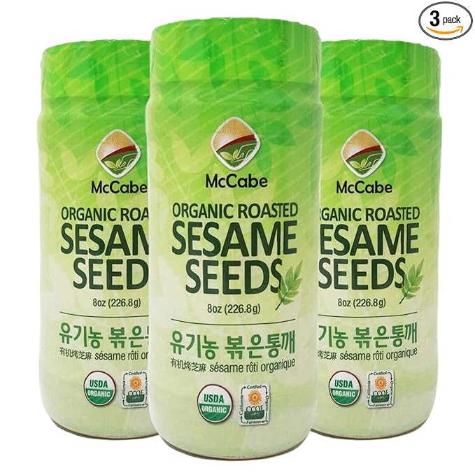 McCabe Organic Roasted Sesame, 8oz (3 Packs), USDA Organic Certified, CCOF Certified Organic