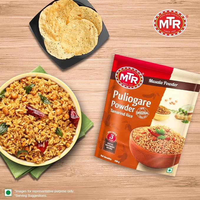 MTR Puliogare Powder – Authentic Indian Spice Blend of Tamarind, Coconut, Red Chilli, Jaggery