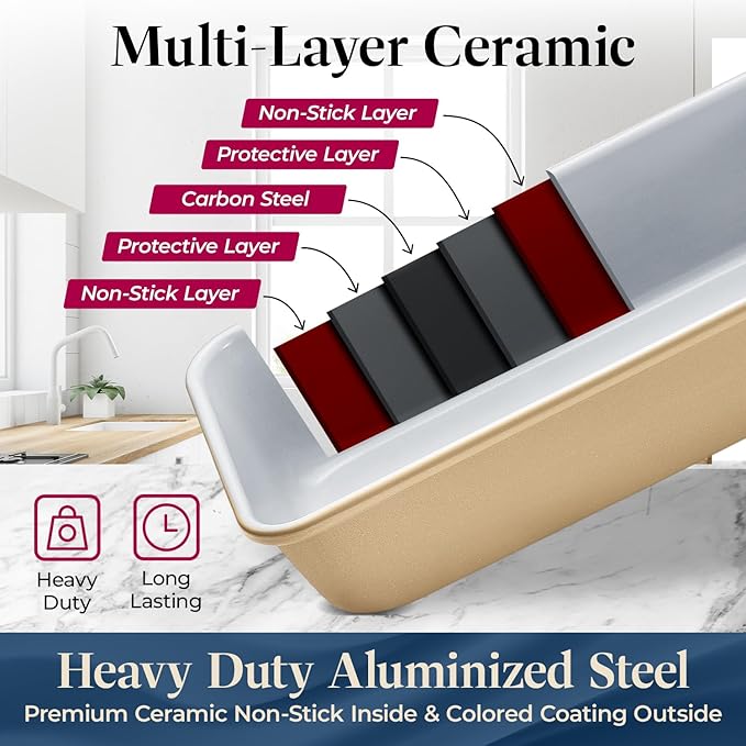 Bakken 8-Piece Stackable Bakeware Set - Ceramic Non-Stick Coating, Baking Sheets, Assorted Baking