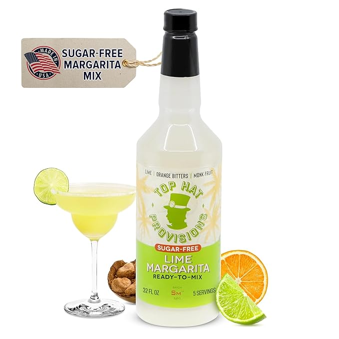 Top Hat Keto Sugar Free Lime Margarita Mix - Naturally Sweetened with Monk Fruit - Craft Mixer for