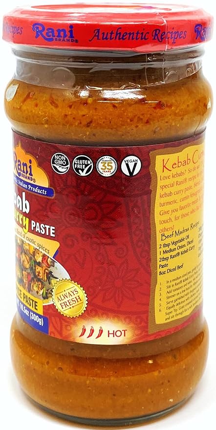 Rani Kebab Masala Paste for Meat Dishes 10.5oz (300g) Glass Jar ~ All Natural | Vegan | No Colors |