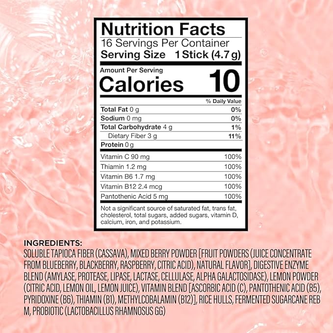 VitaCup Super H2O Bloating Relief and Digestive Health Drink Mix Packets, Probiotics, Prebiotics, C