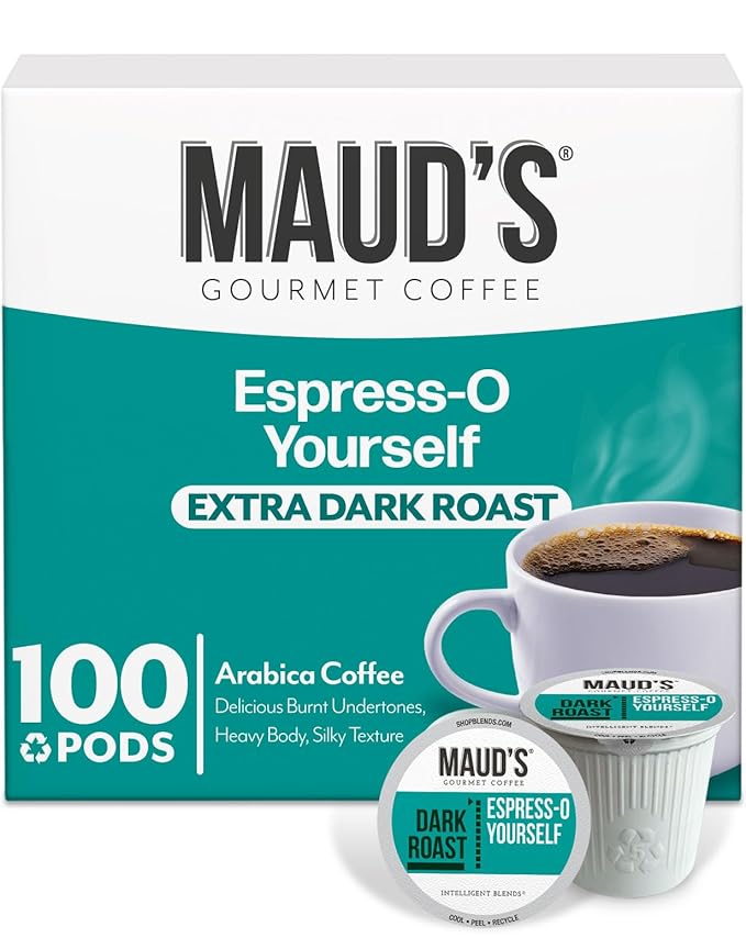 Maud's Espresso Coffee Pods, 100 ct, Dark Roast Coffee in Recyclable Single Serve Pods – 100%