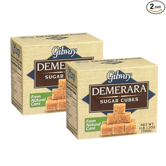 Gilway Demerara Sugar Cubes | From Natural Cane Sugar | 17.6 oz (500g) each [Pack of 2]