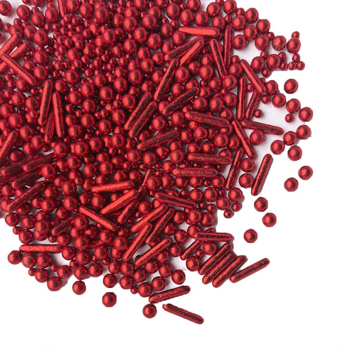 Sprinkles Red Pearl Sugar Candy Mix Size Baking Cake Decorations Cupcake Toppers Celebrations