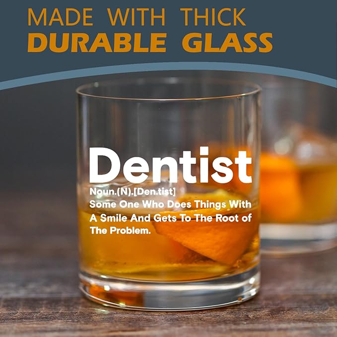 kunlisa Dentist Gifts Whiskey Glasses, Dental Hygienist Assistant Gifts, Dental 10 oz Drinking