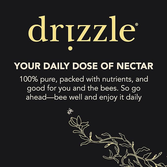 Drizzle Ginger Shine Raw Honey - All Natural Pure Raw Honey with Organic Ginger, Unfiltered &