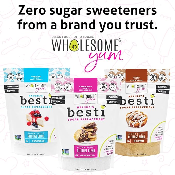 Wholesome Yum Besti Natural Powdered Sugar Substitute - Keto Confectioners Monk Fruit Sweetener