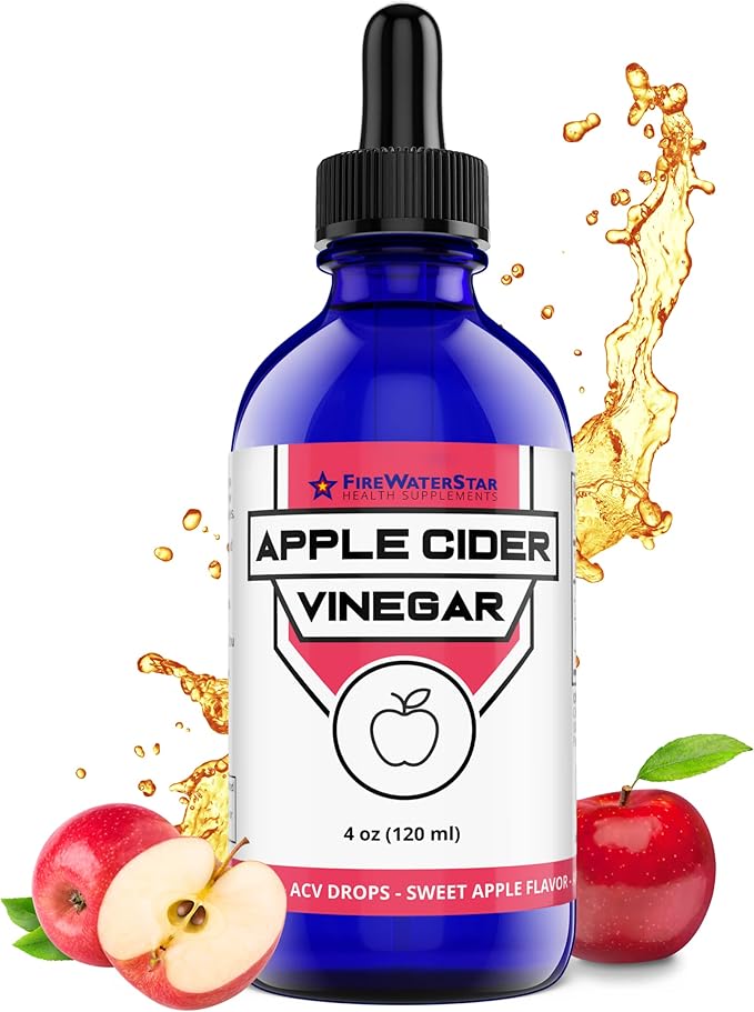 FWS Apple Cider Vinegar - Apple Flavored ACV Supplement Drops - Organic, Non-GMO, Vegan, Keto