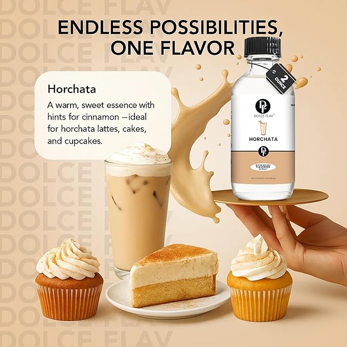 Dolce Flav Natural Horchata Extract, Water Soluble ??2 oz | Authentic Cinnamon Rice Flavoring for