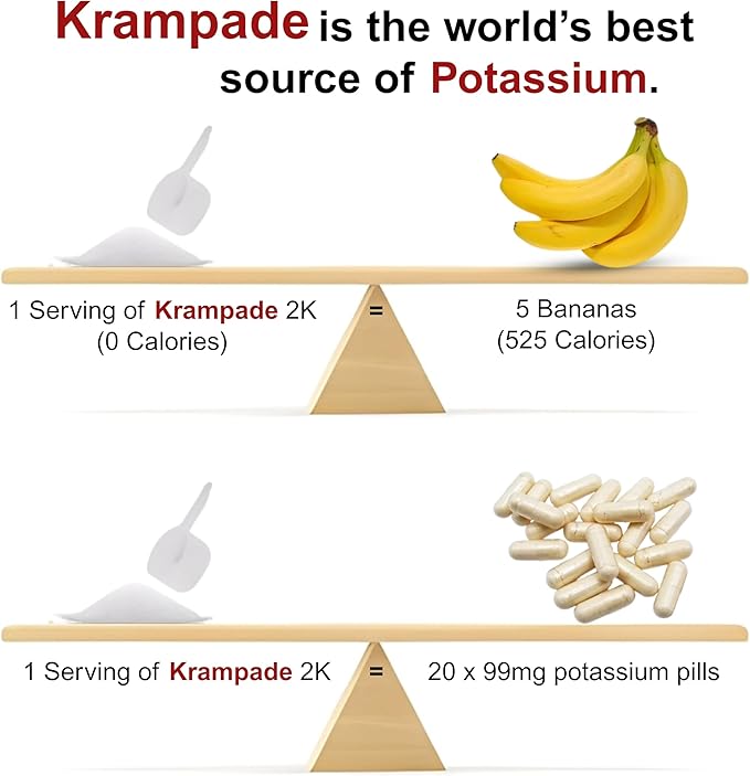 Electrolytes Powder Potassium Powder Supplement - 2000 mg Potassium | Keto Friendly | Cramp Relief