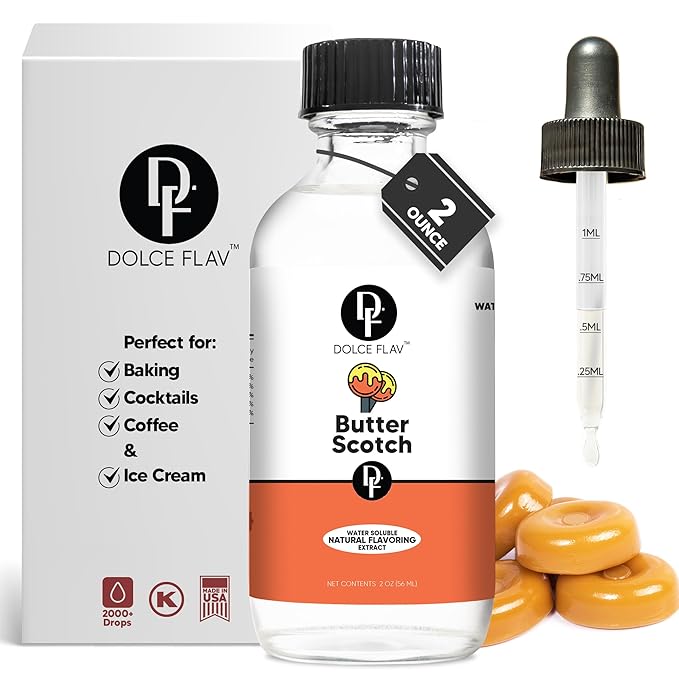 Dolce Flav Natural Butterscotch Extract 2 oz ??Kosher, Sugar-Free, Concentrated Rich Butterscotch