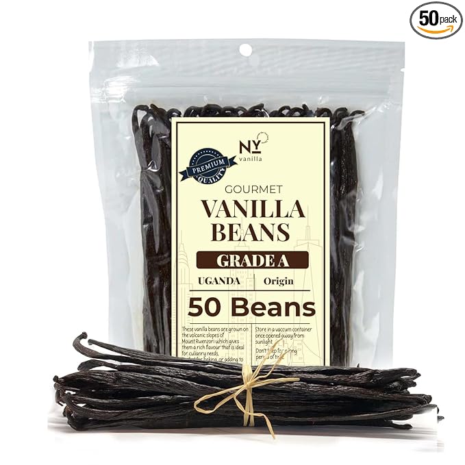 50 Vanilla Beans Grade A+, | Gourmet Whole Vanilla Bean Pods For Making Extract & Baking, Cooking