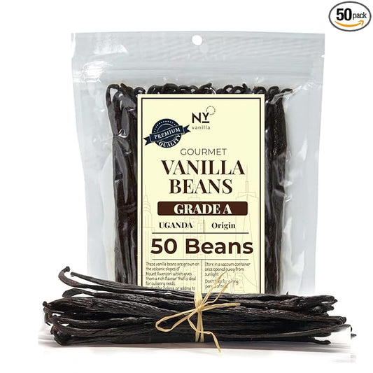 50 Vanilla Beans Grade A+, | Gourmet Whole Vanilla Bean Pods For Making Extract & Baking, Cooking