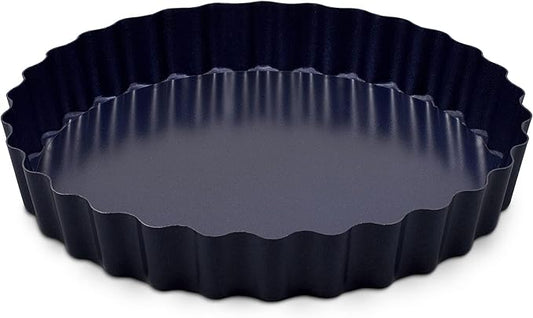 Zyliss E980197 Non-Stick Loose Base Tart Tin | 25cm/10in | Carbon Steel | Dark Blue | Cake