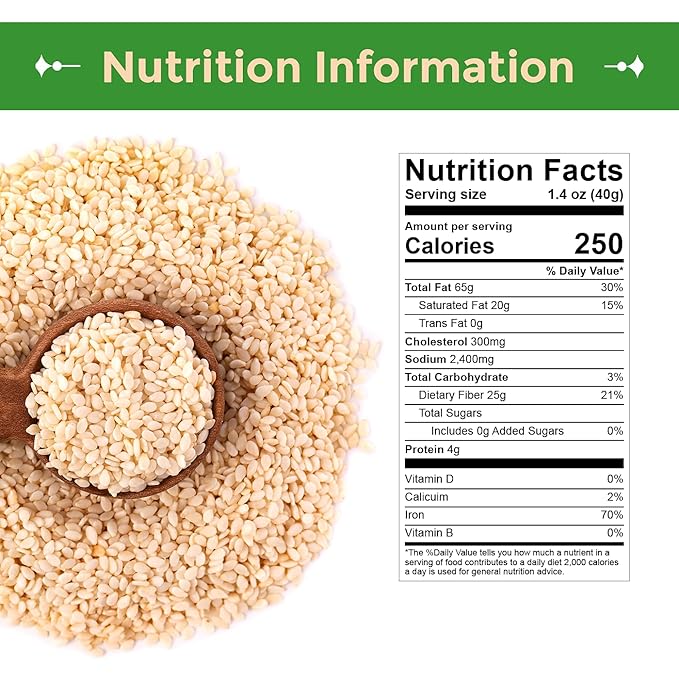 Sincerely Nuts Hulled Sesame Seeds A Heart Healthy Snack Rich in Fiber, Minerals Antioxidants