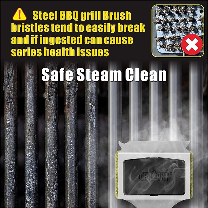 GRILLART Grill Brush Bristle Free, Replaceable BBQ Cleaning Head (No Handle), Safe Replacement
