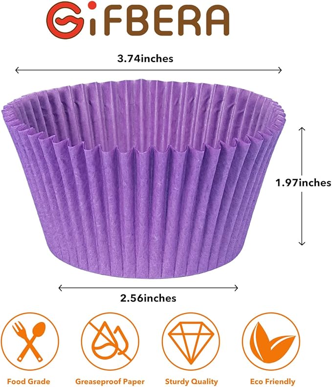 Gifbera Bright Rainbow Jumbo Cupcake Liners 400-Count, Large Solid Colorful Paper Baking Cups for