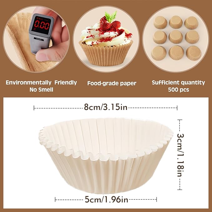 500pcs Standard white cupcake liners for baking,food grade cupcake wrappers,non-stick, greaseproof