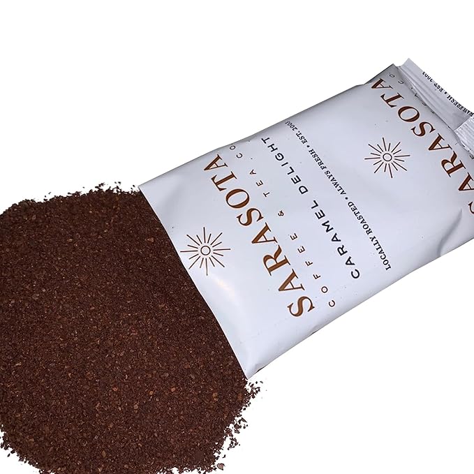 Sarasota Coffee Ground Packets | Gourmet Flavored Medium Roast Bulk Coffee Packs | Salted Caramel |