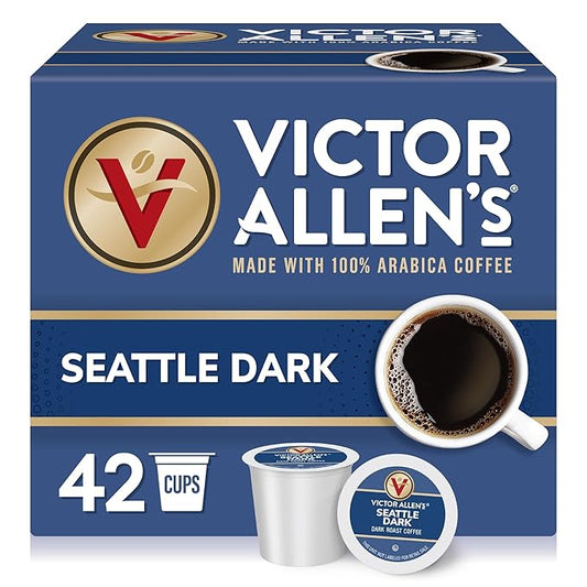 Victor Allen's Coffee Seattle Dark, Dark Roast, 42 Count, Single Serve Coffee Pods for Keurig K-Cup
