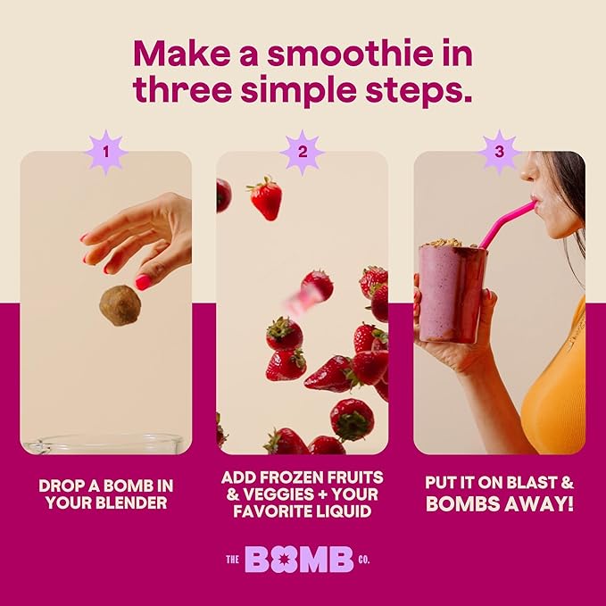 The Bomb Co. Blender Bomb, Get up & Goji, Superfood Smoothie Mix With Goji Berries, Hemp, Flax