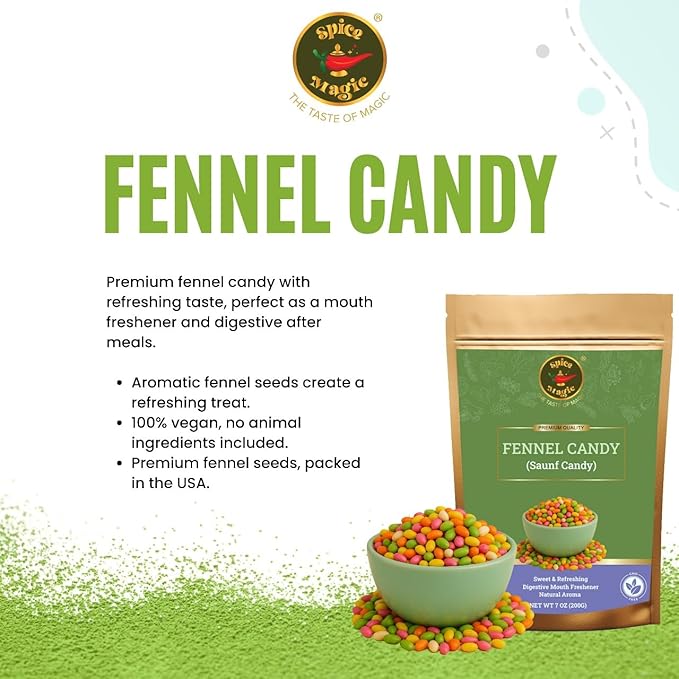 Spice Magic Fennel Candy ??7 oz (200g) | Sweet & Refreshing Mouth Freshener | Traditional Indian
