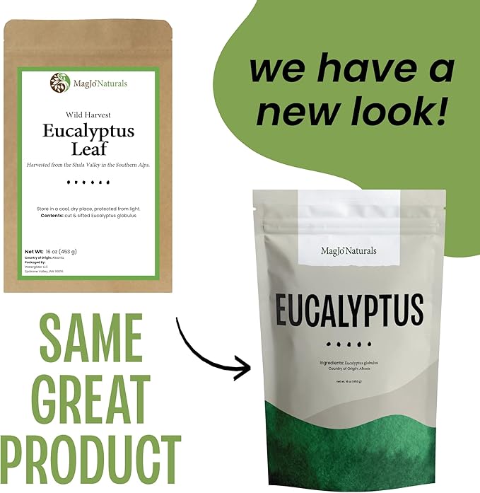 MagJo Naturals Dried Eucalyptus Leaf Cut & Sifted (16 Oz) Herbal Tea, Packaged in the USA with