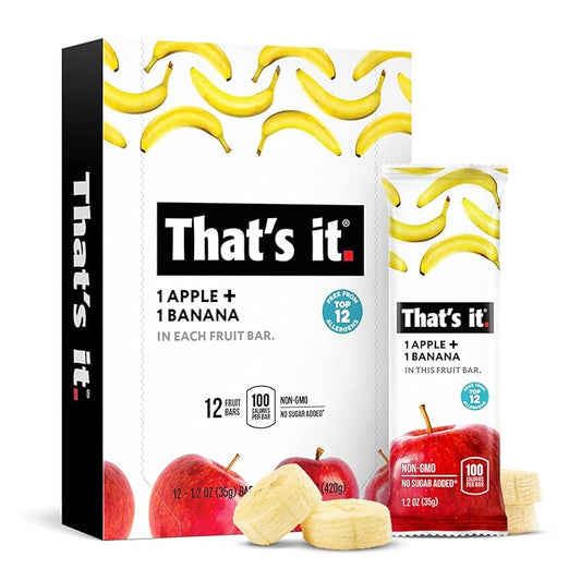 That's It Nutrition Apples + Banana 100% Natural Real Fruit Bar, Paleo for Children & Adults, Non