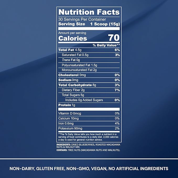 Blueprint Bryan Johnson Blueberry Nut Mix - Real Blueberries, Roasted Macadamia Nuts and Walnuts