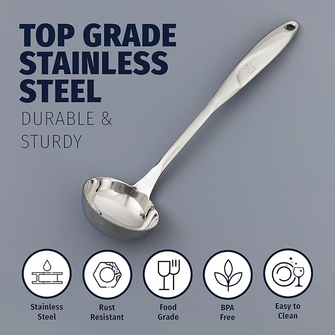 Zulay Kitchen Stainless Steel Soup Ladle ??Lightweight, Strong & Durable Metal Ladle ??Easy to Use