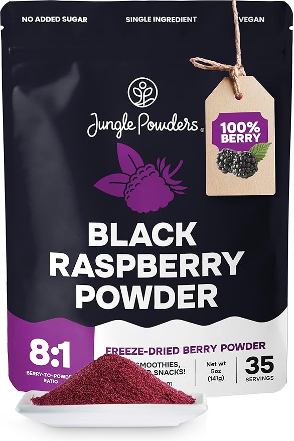 Black Raspberry Powder 5 Ounce Bag - 3rd Party Lab Tested Freeze Dried Raspberries Fruit Whole