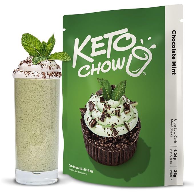 Keto Chow Chocolate Mint | Keto Meal Replacement Shake Powder | Nutritionally Complete | Low Carb |
