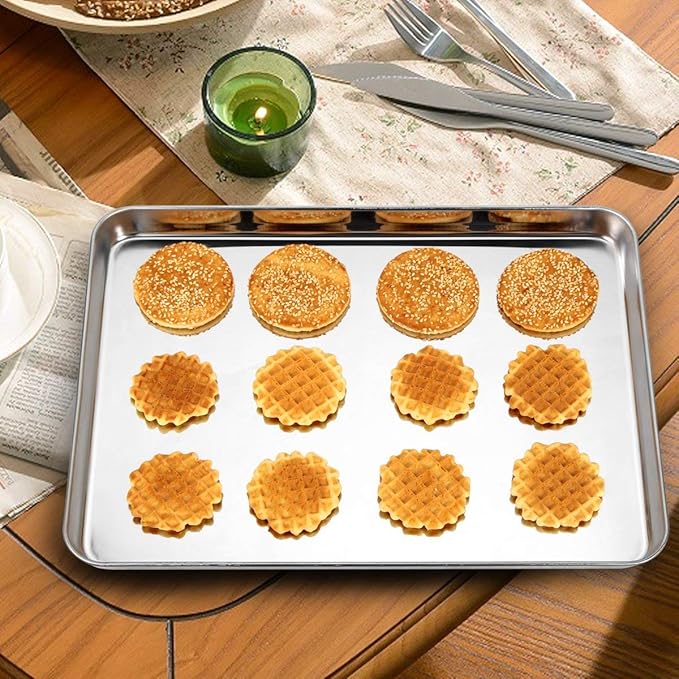 Baking Sheet Set of 2 - Stainless Steel Cookie Sheet Baking Pan, Size 18 x 13 x 1 inch, Non Toxic &