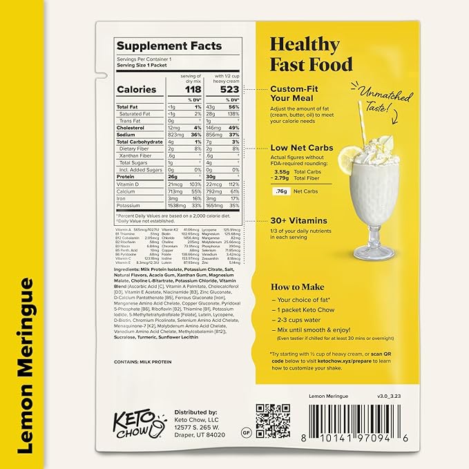 KETO CHOW LEMON MERINGUE - 21 MEAL BAG