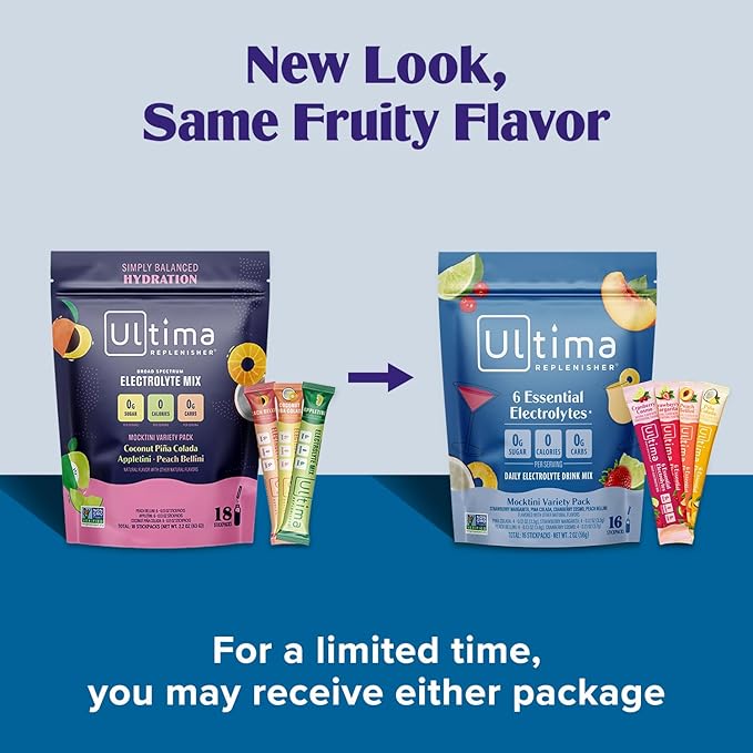 Ultima Replenisher Daily Electrolyte Powder Drink Mix ??Sugar Free ??Mocktini Variety, 16