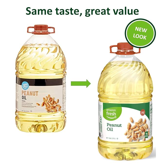 Amazon Fresh, Peanut Oil, 128 Fl Oz (Previously Happy Belly, Packaging May Vary) (Pack of 2)